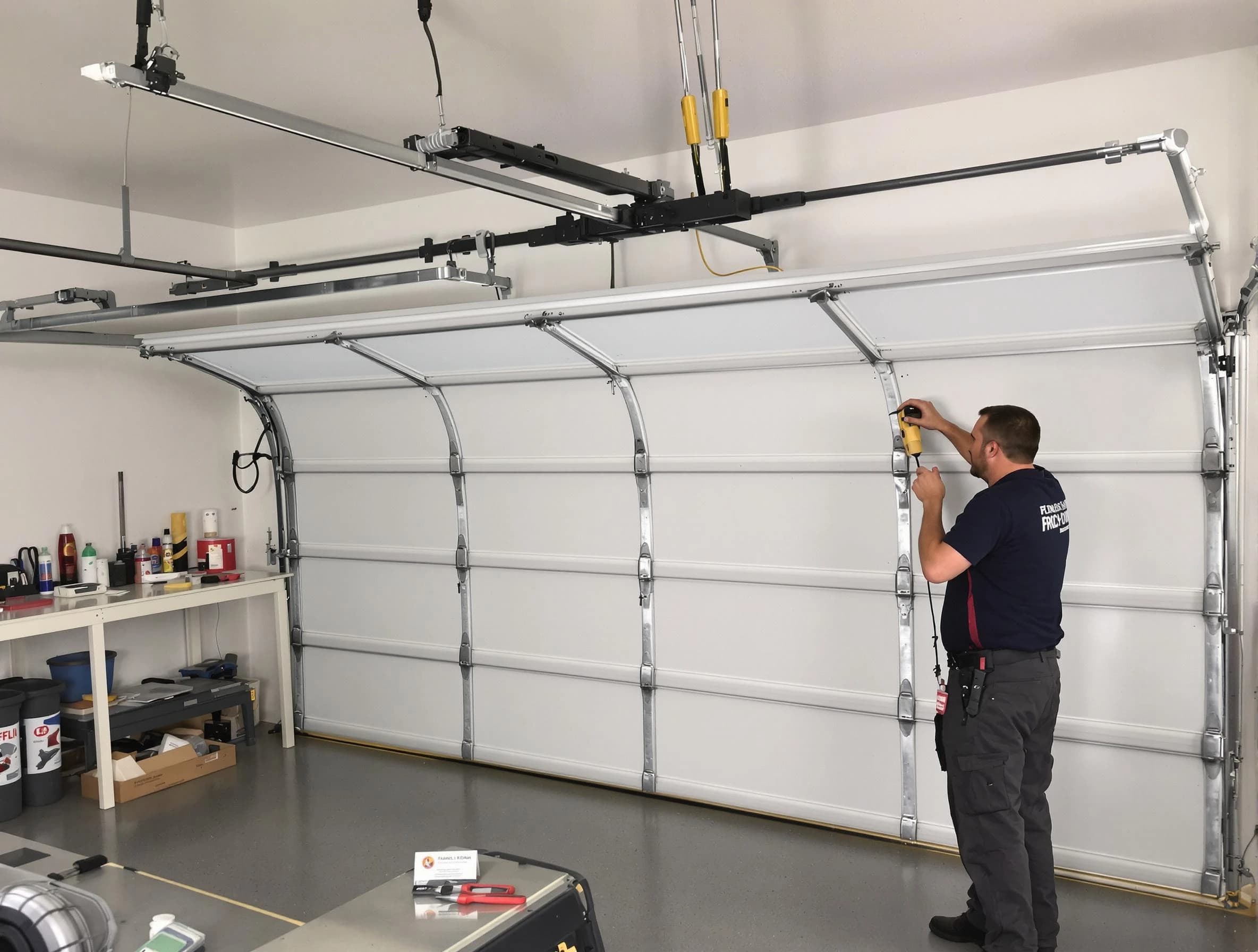 Bethany Garage Door Repair certified technician performing overhead door system repair in Bethany