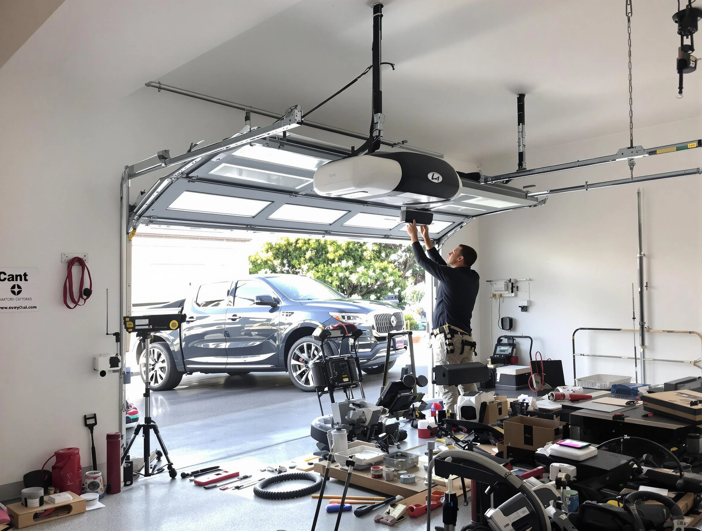 Bethany Garage Door Repair specialist installing smart garage door opener system in Bethany home