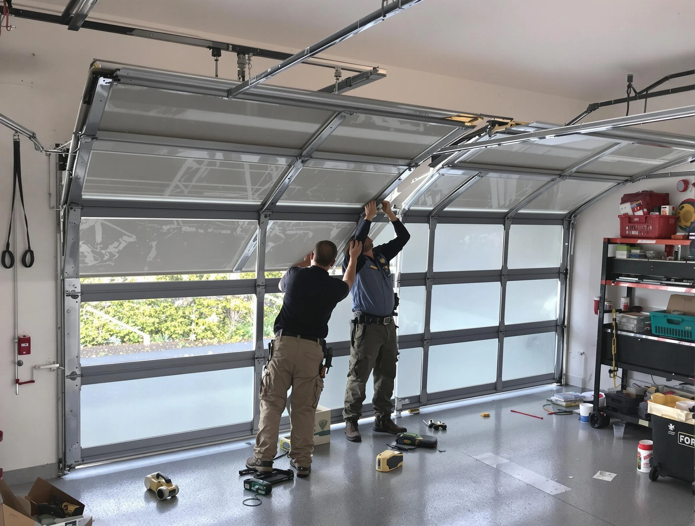 Bethany Garage Door Repair expert performing precise panel replacement on Bethany garage door